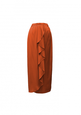 Adelia Ruffle Skirt -Brick Orange