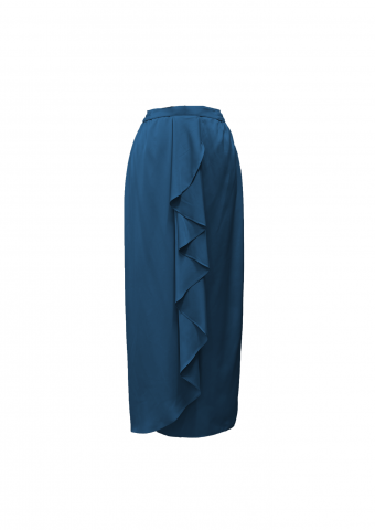 Adelia Ruffle Skirt -Teal Blue