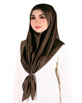 Hana Plain Square Scarf-DARK CHOC