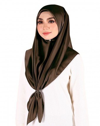 (Defect) Hana Plain Square Scarf-Dark Choc