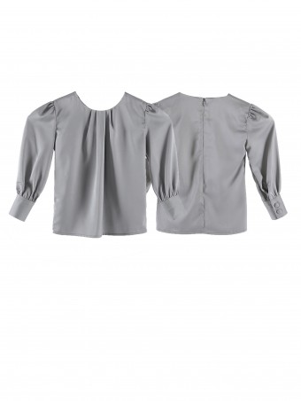 [As Is Item] Jezamine  Kids Button Blouse-COUNTRY GREY