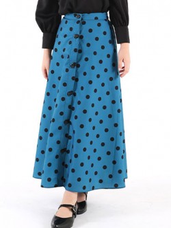 Lola Button Skirt Kids1.0-TEAL BLUE